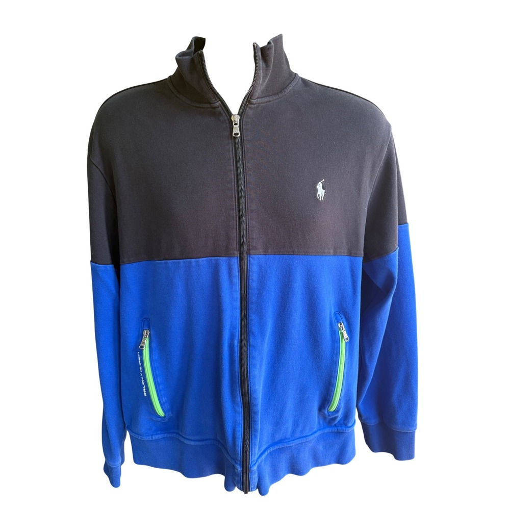 Polo Ralph Lauren Performance Mens Full Zip Track Jacket Blue Colorblock Large